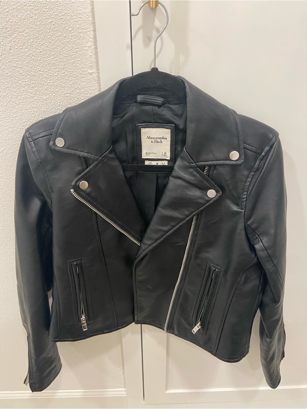 Abercrombie & Fitch Black Asymmetric Moto Leather Jacket